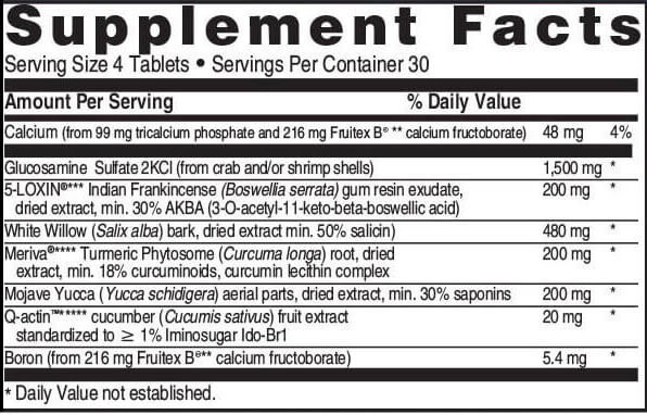 Advanced Joint Support Supplement Facts