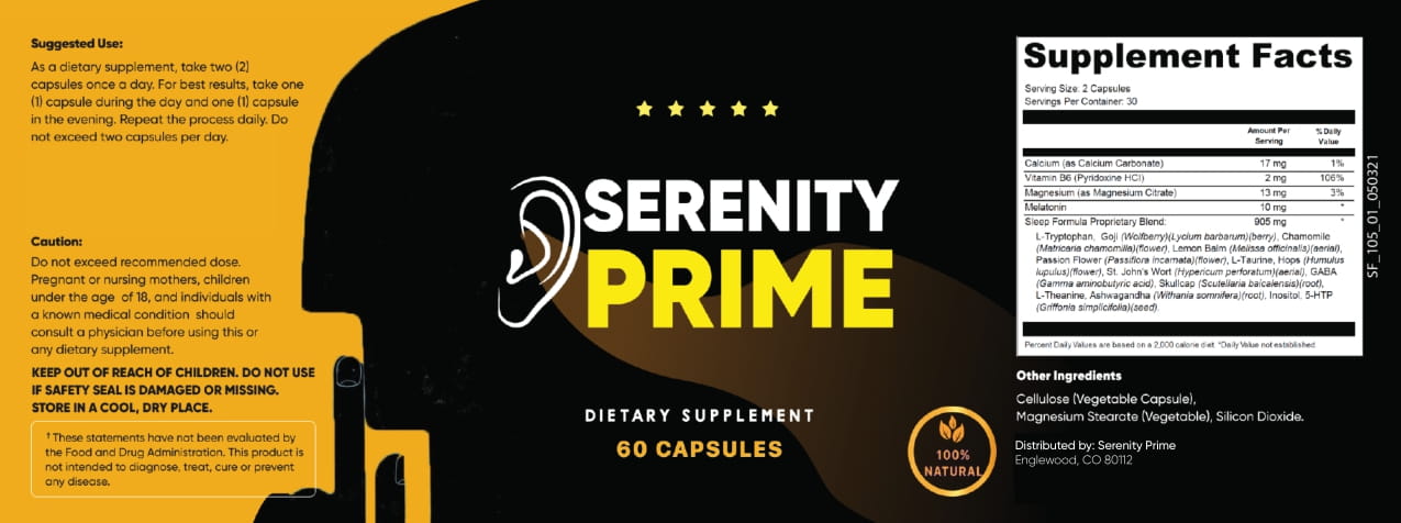 Serentiy Prime Supplement Fact